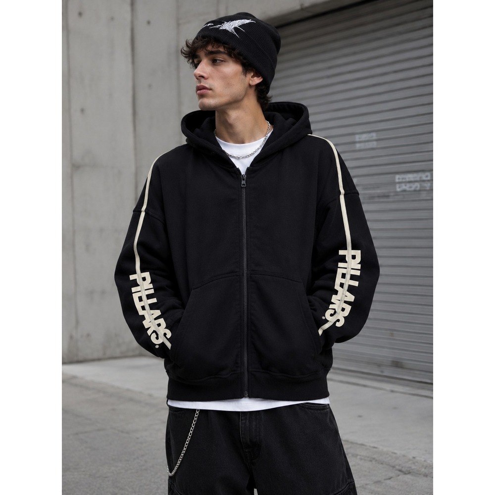 Pillars Cropped Stripe Hoodie M Skatecore Y2K Grunge Graphic Athleisure